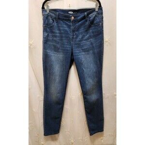 Old Navy Women 14 Blue Jeans Dark Wash Super Skinny High Rise Rockstar Everyday
